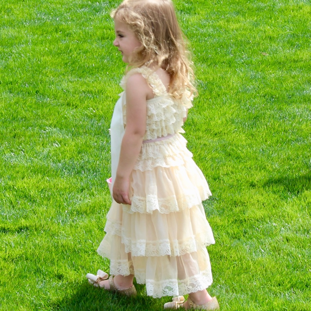 Boutique-style Tiered Lace-Trimmed Dress